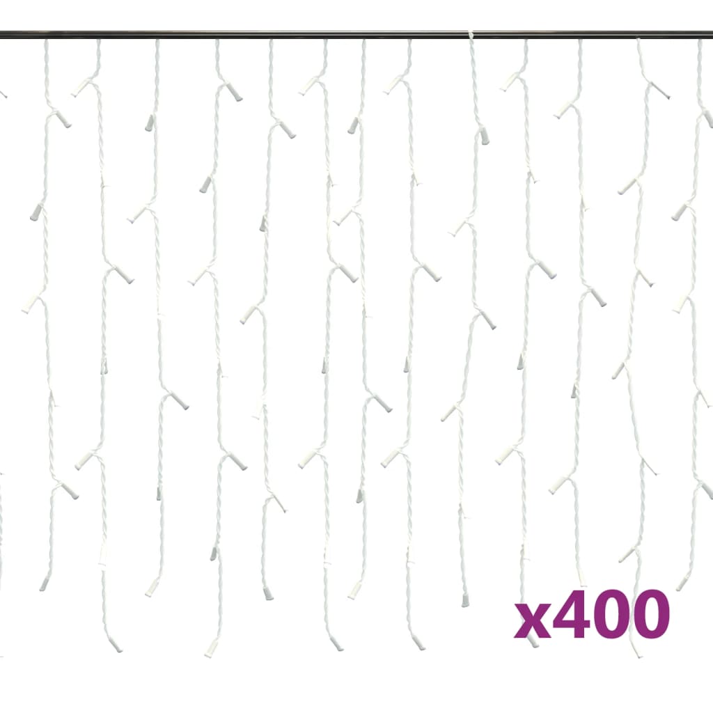 8 funkciós hideg fehér LED-es jégcsapfényfüggöny 10 m 400 LED