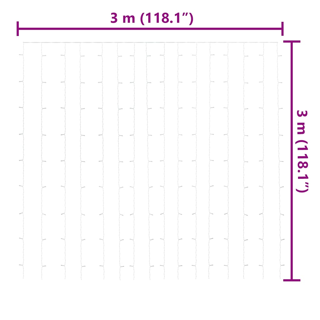 8 funkciós hideg fehér fényfüggöny 300 LED-del 3 x 3 m