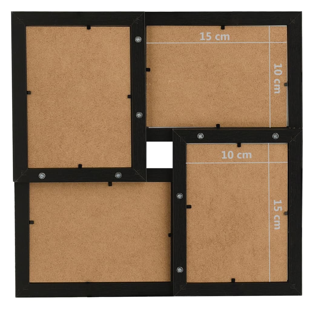 fekete MDF fényképkeretszett 4 db 10 x 15 cm-es képhez
