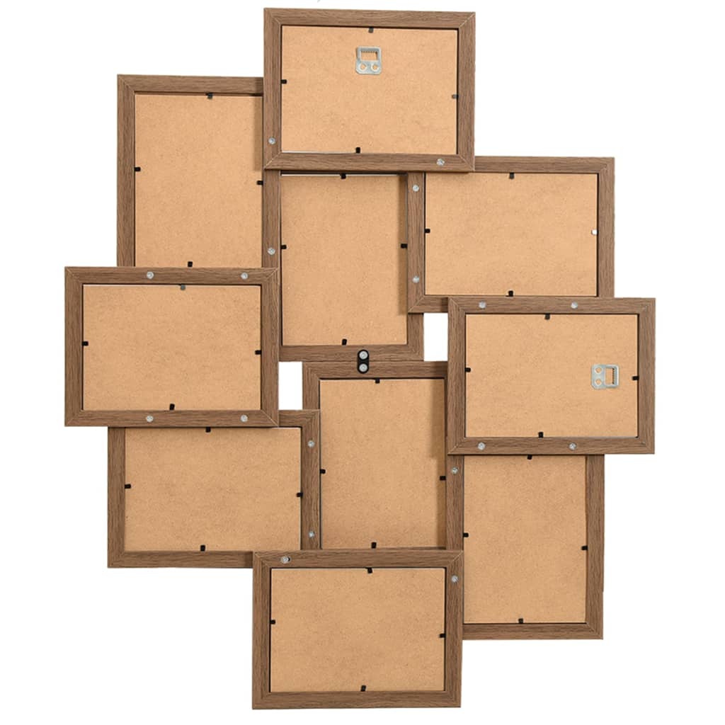 világosbarna MDF kollázs képkeret 10 db 10 x 15 cm-es képhez
