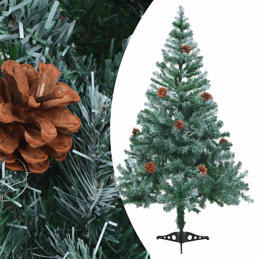 zúzmarás megvilágított karácsonyfa gömb szettel/tobozzal 150 cm