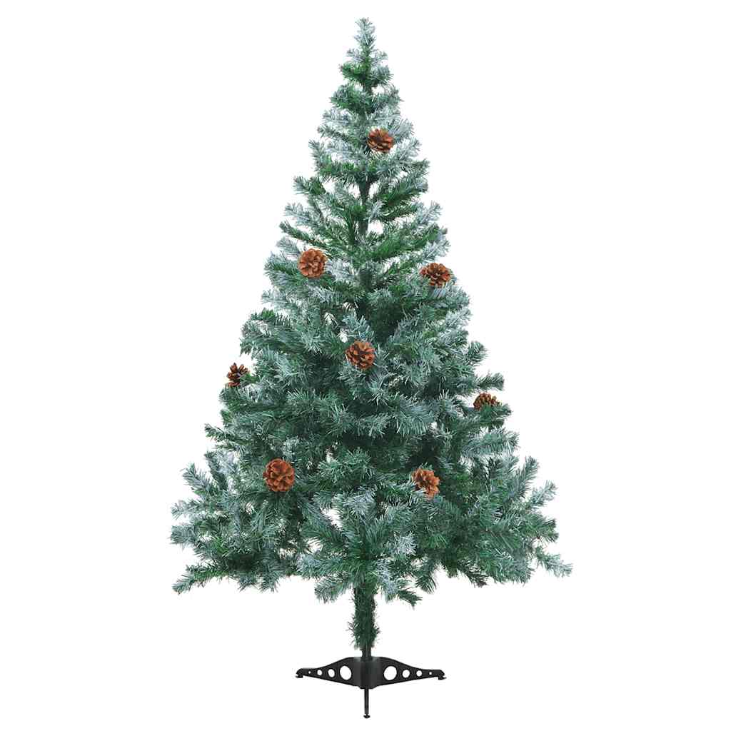 zúzmarás megvilágított karácsonyfa gömb szettel/tobozzal 150 cm