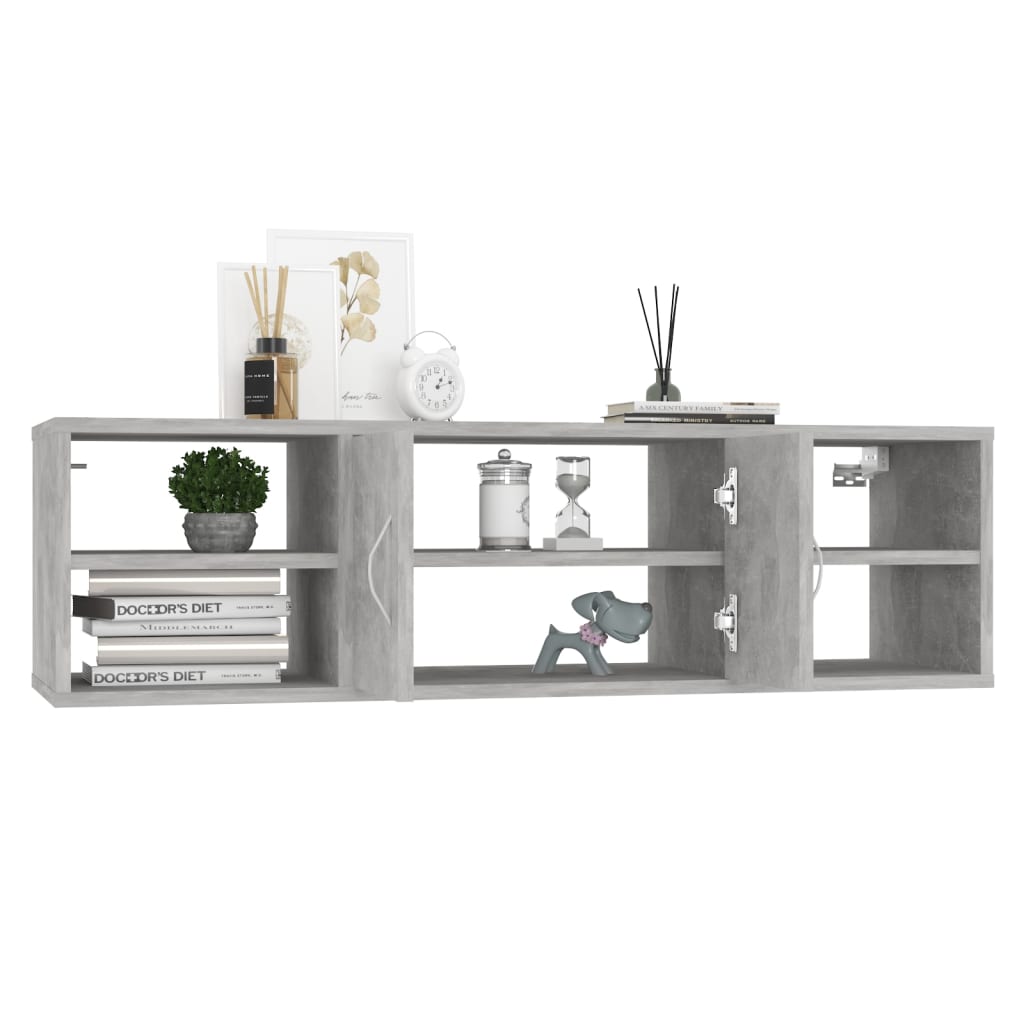 betonszürke szerelt fa fali polc 102 x 30 x 29 cm
