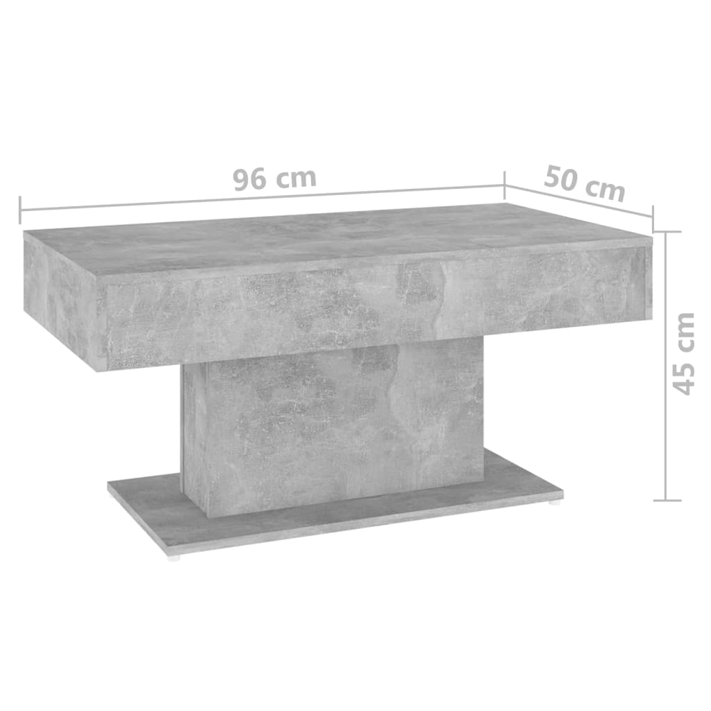 betonszürke szerelt fa dohányzóasztal 96 x 50 x 45 cm