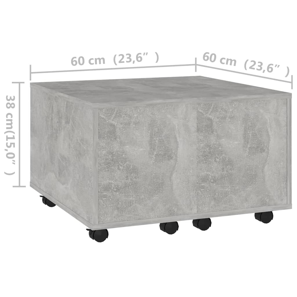 betonszürke szerelt fa dohányzóasztal 60 x 60 x 38 cm