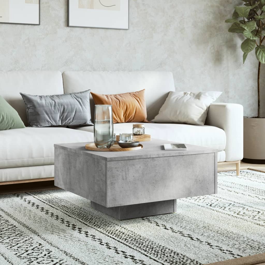 betonszürke szerelt fa dohányzóasztal 60 x 60 x 31,5 cm
