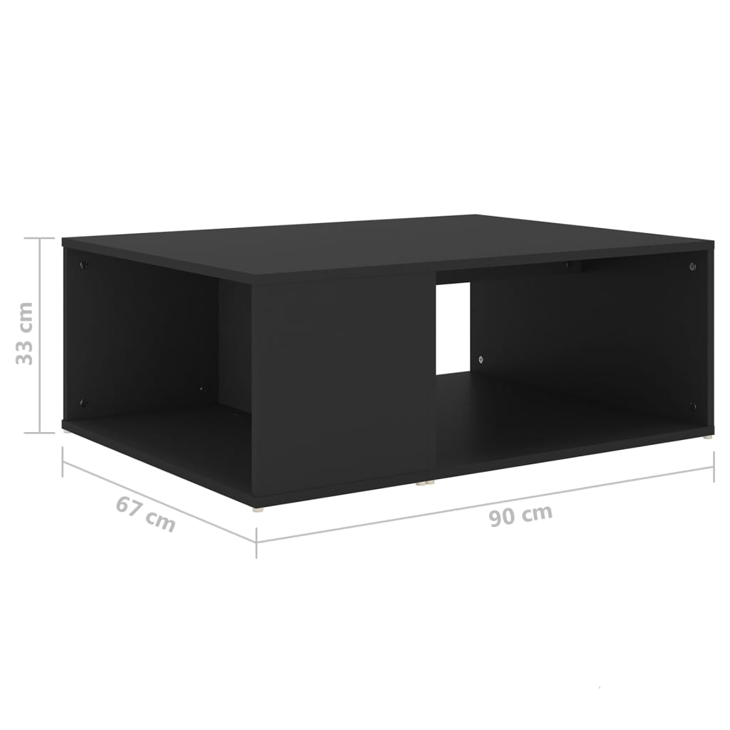fekete szerelt fa dohányzóasztal 90 x 67 x 33 cm