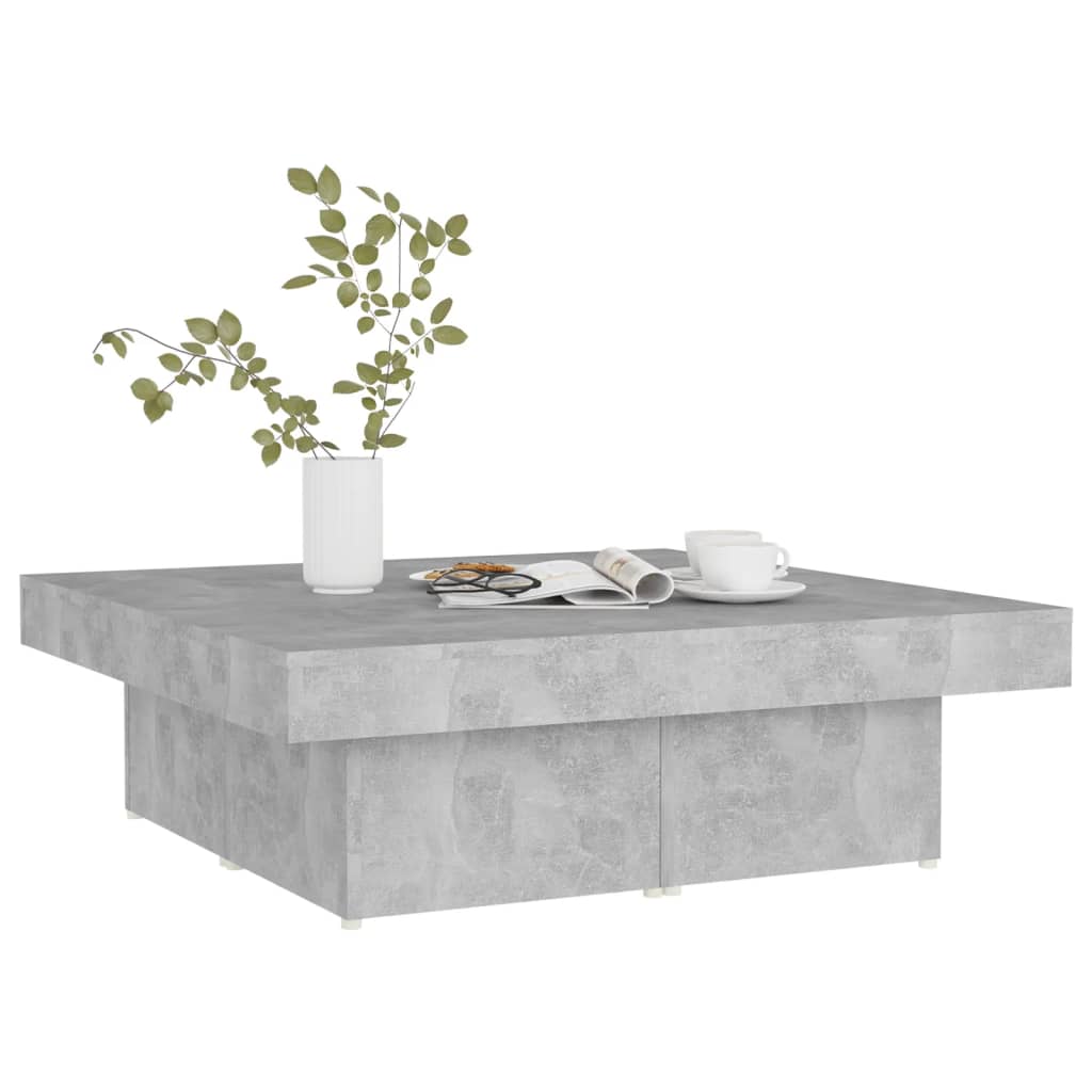 betonszürke szerelt fa dohányzóasztal 90 x 90 x 28 cm