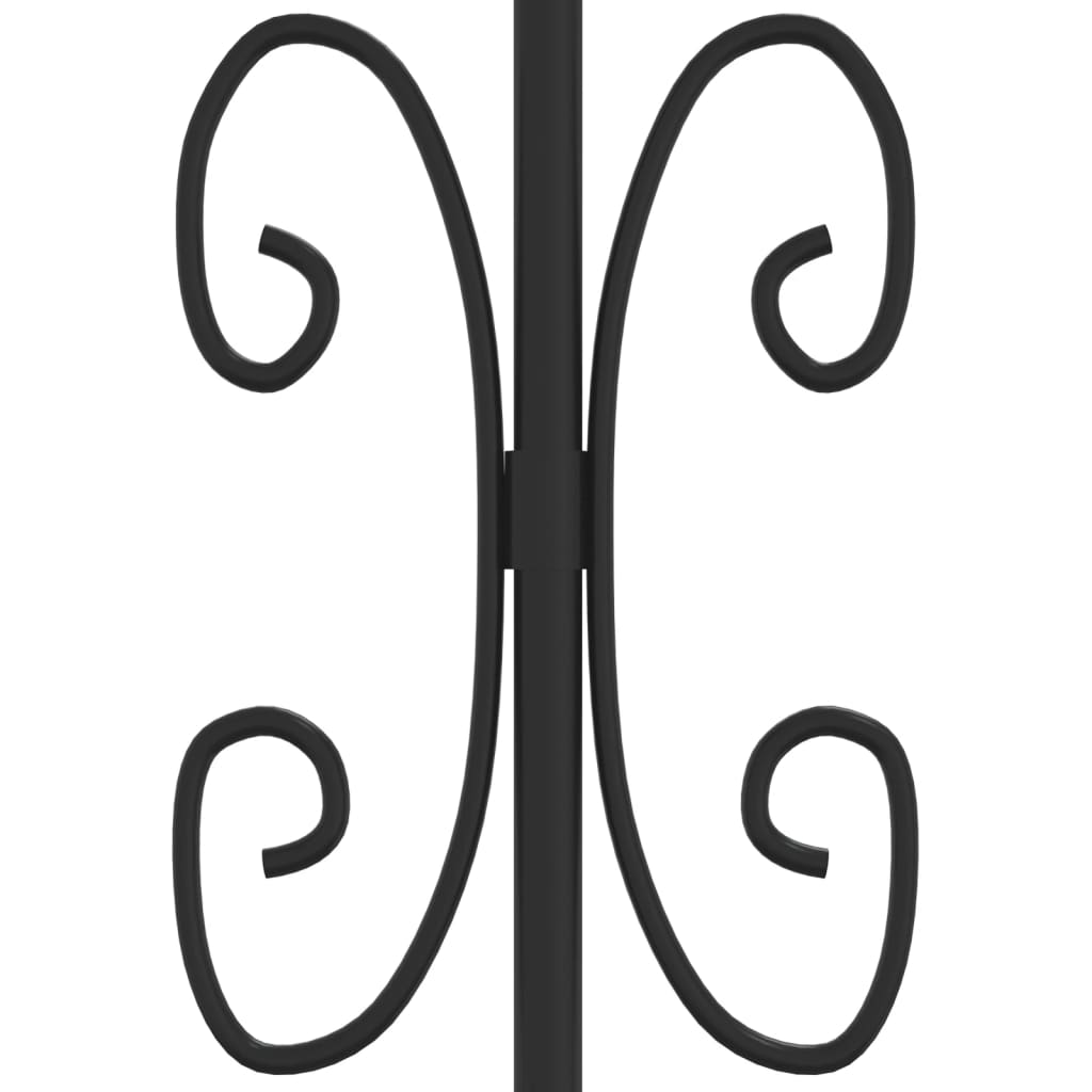 fekete porszórt acél kerti kerítés lándzsás tetejjel 240 x 75 cm