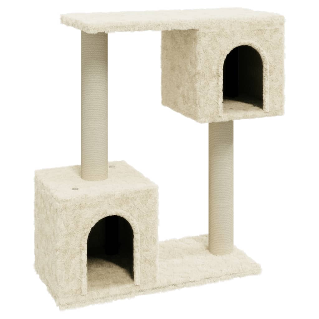 krémszínű macskabútor szizál kaparófákkal 60 cm