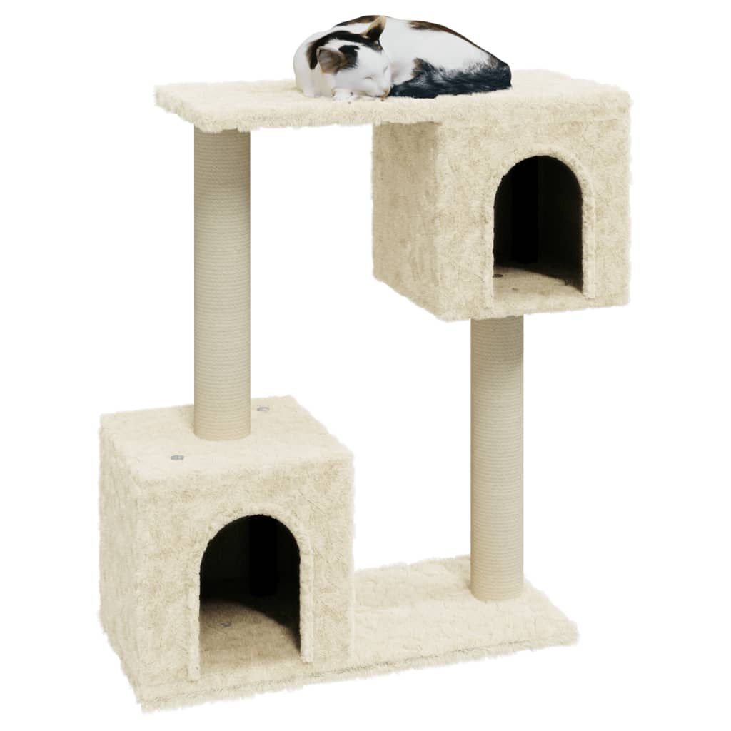 krémszínű macskabútor szizál kaparófákkal 60 cm