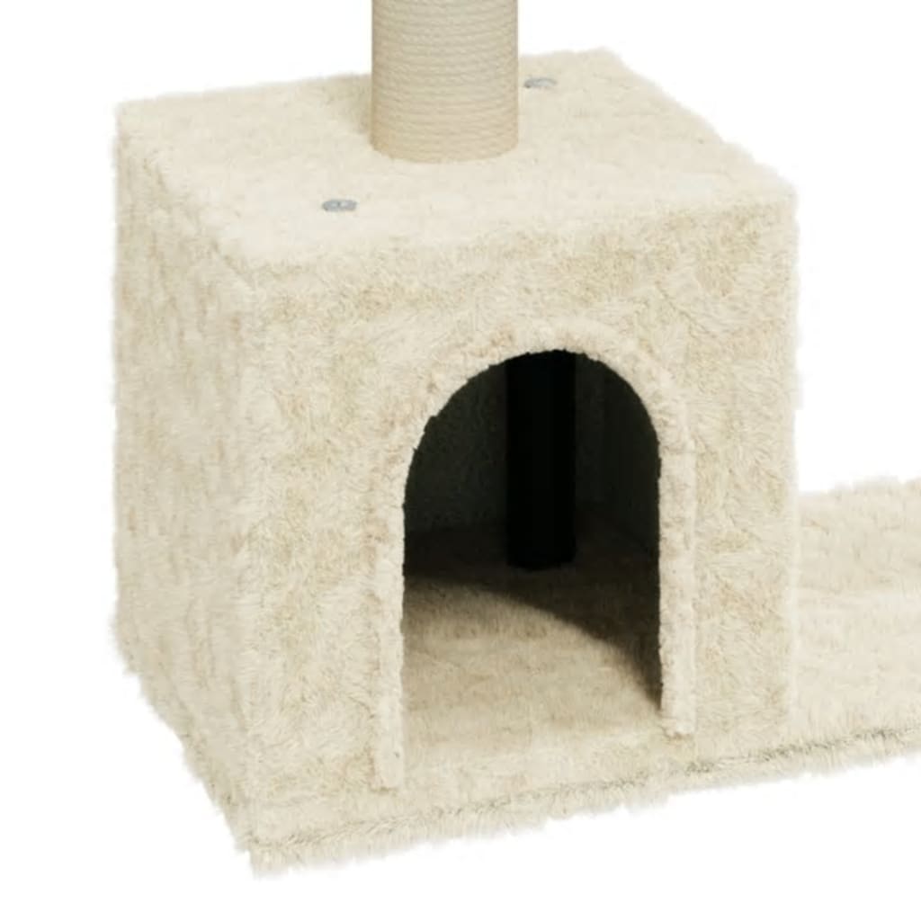 krémszínű macskabútor szizál kaparófákkal 60 cm