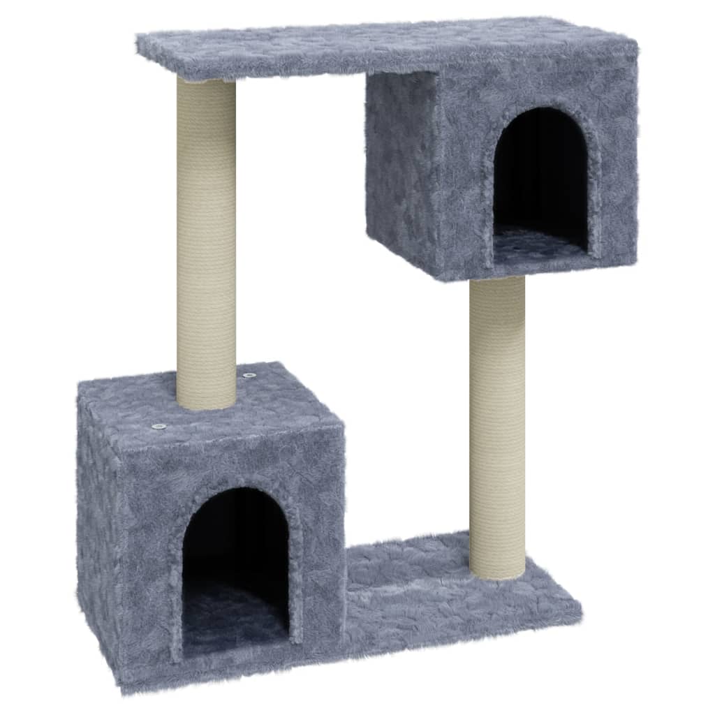világosszürke macskabútor szizál kaparófákkal 60 cm