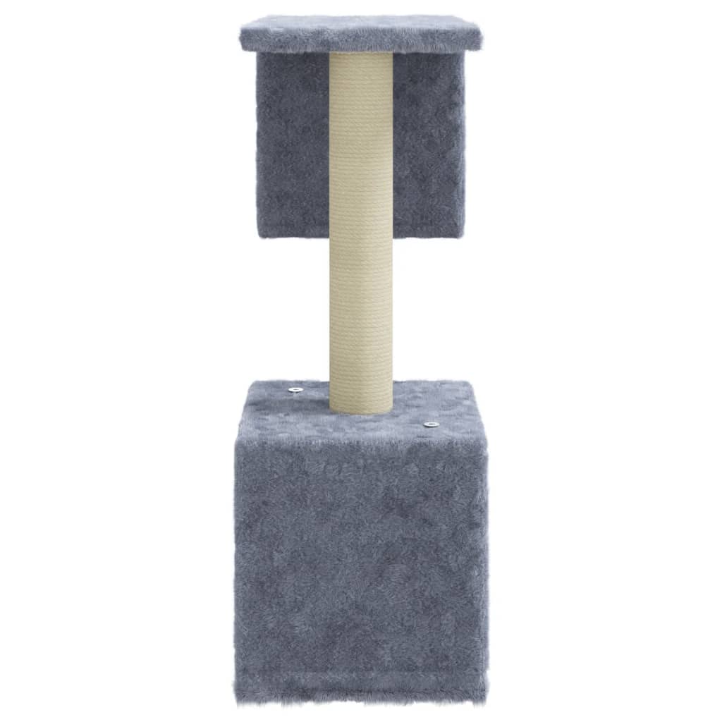 világosszürke macskabútor szizál kaparófákkal 60 cm