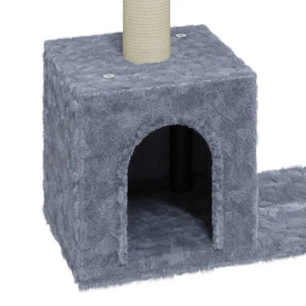 világosszürke macskabútor szizál kaparófákkal 60 cm