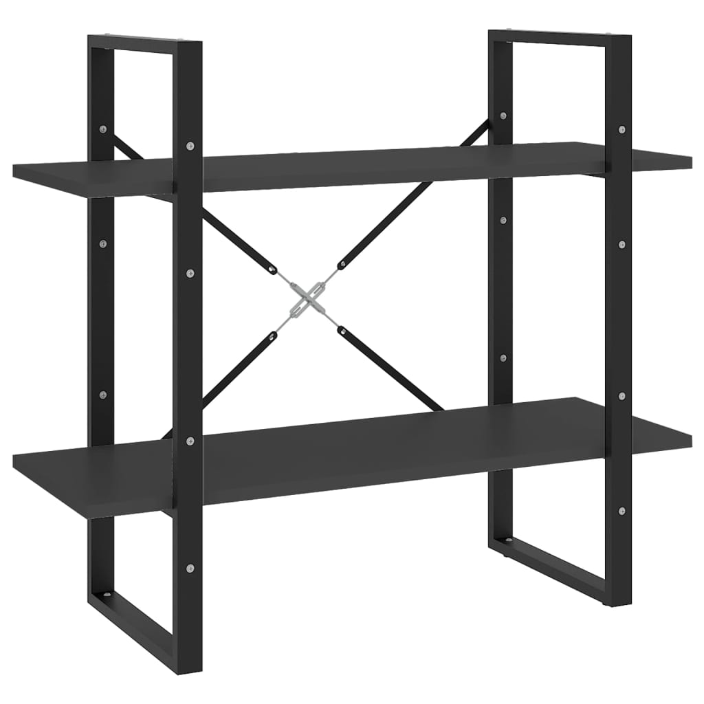 2-szintes szürke szerelt fa könyvszekrény 80 x 30 x 70 cm