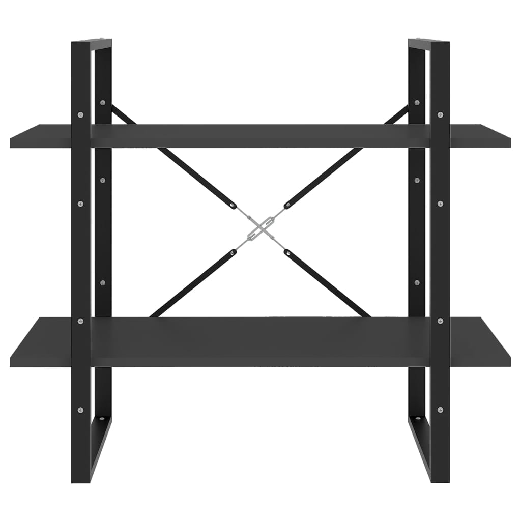 2-szintes szürke szerelt fa könyvszekrény 80 x 30 x 70 cm