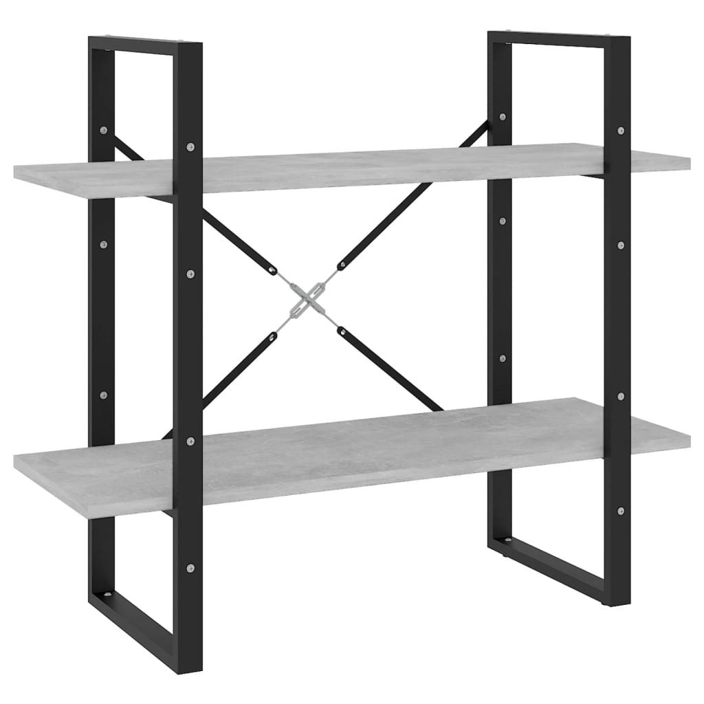 2-szintes betonszürke szerelt fa könyvszekrény 80 x 30 x 70 cm