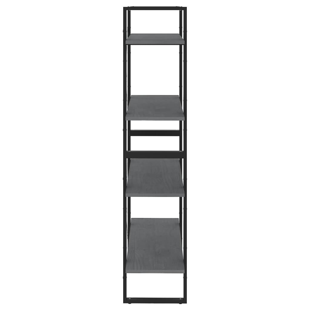 négyszintes szürke tömör fenyőfa könyvszekrény 80 x 30 x 140 cm