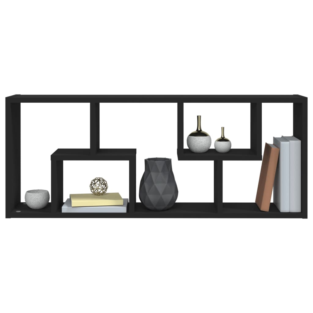fekete szerelt fa fali polc 36 x 16 x 90 cm