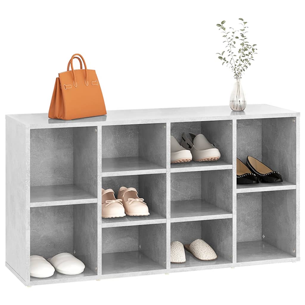 betonszürke szerelt fa cipőtároló pad 103 x 30 x 55 cm