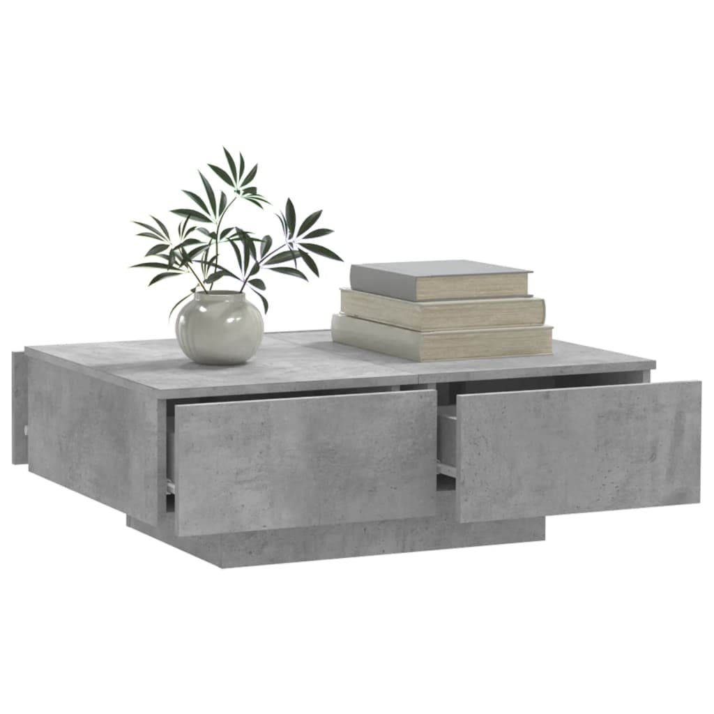 betonszürke szerelt fa dohányzóasztal 90 x 60 x 31 cm