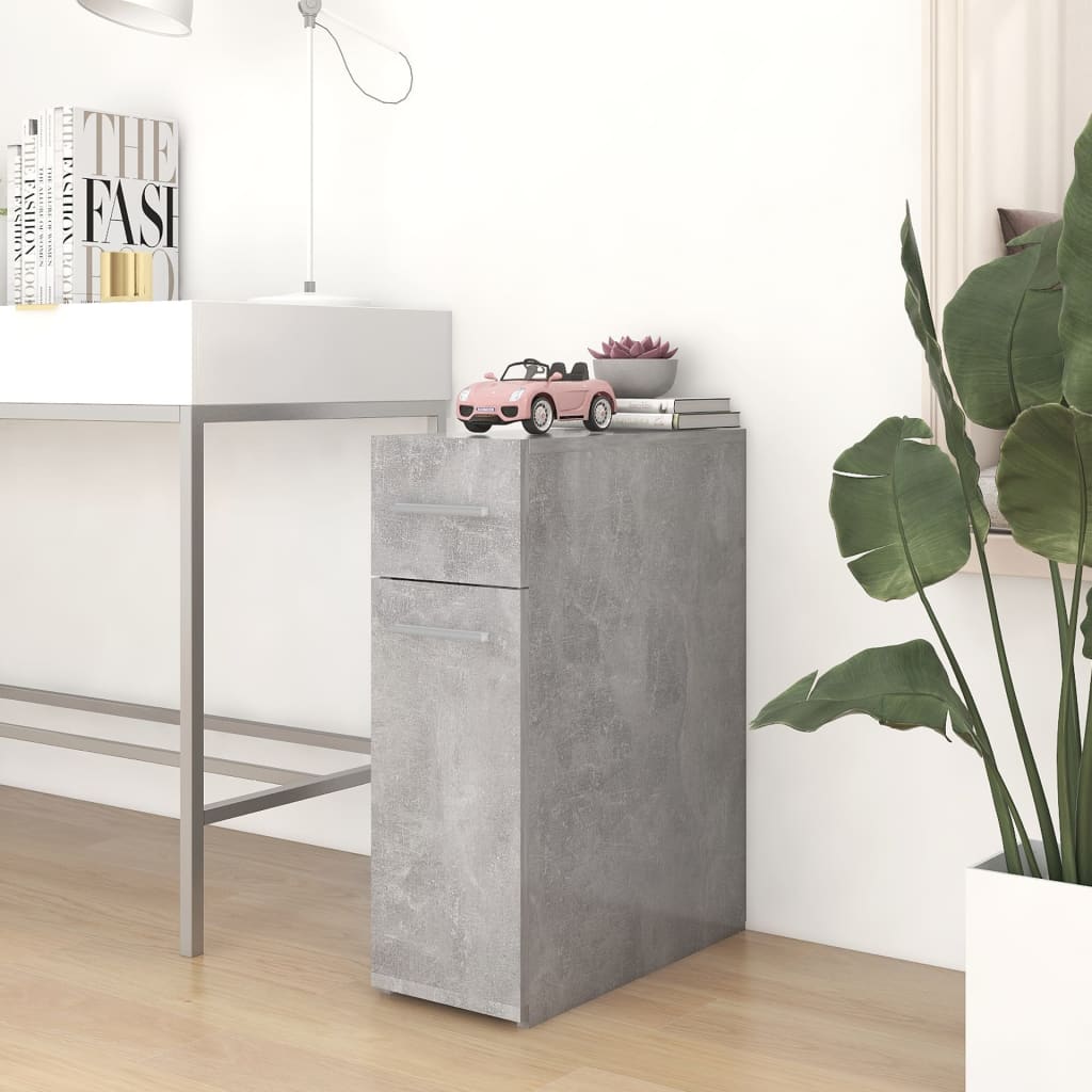 betonszürke szerelt fa patikaszekrény 20 x 45,5 x 60 cm