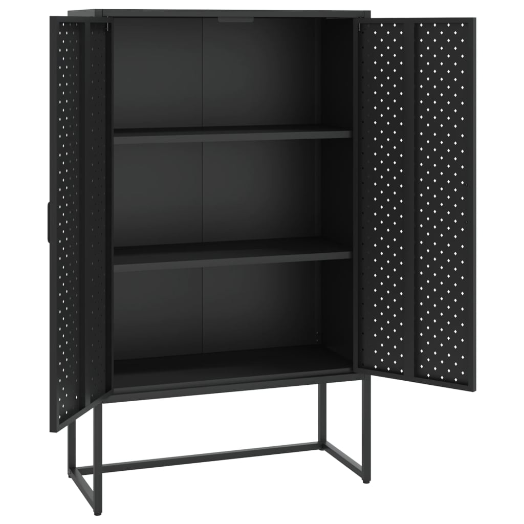fekete acél magasszekrény 80 x 35 x 135 cm