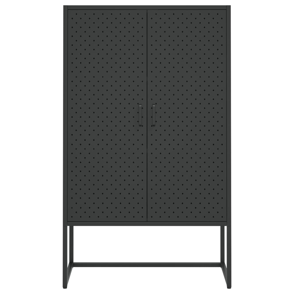 fekete acél magasszekrény 80 x 35 x 135 cm