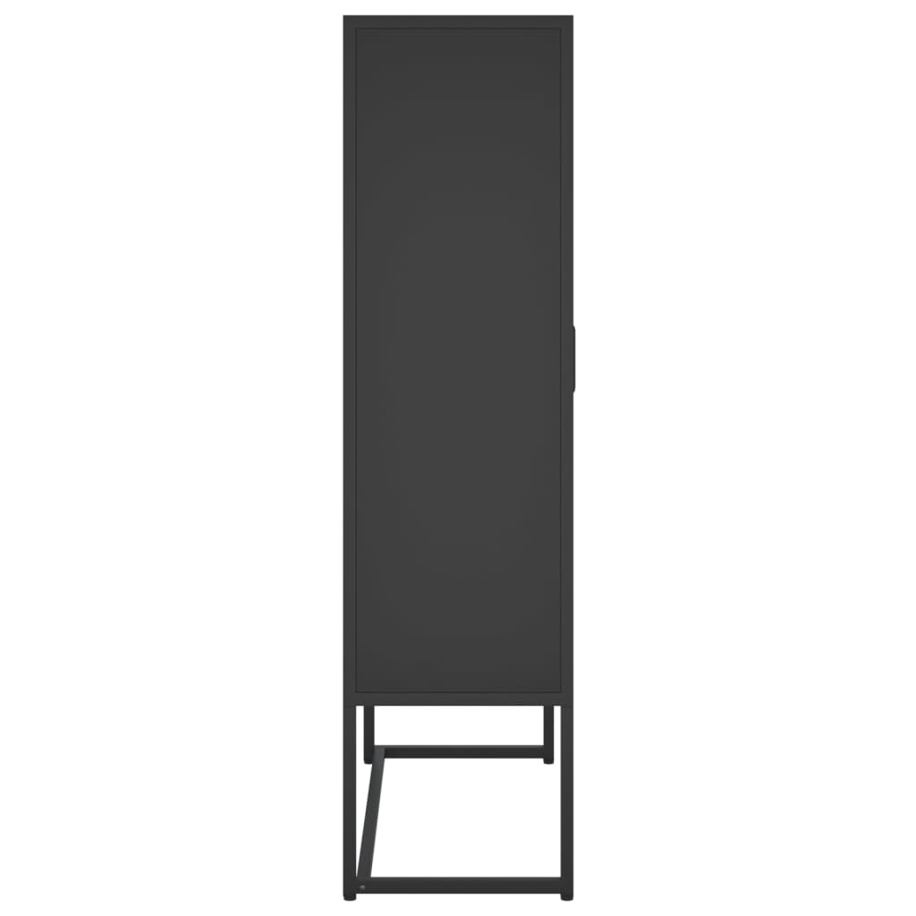 fekete acél magasszekrény 80 x 35 x 135 cm
