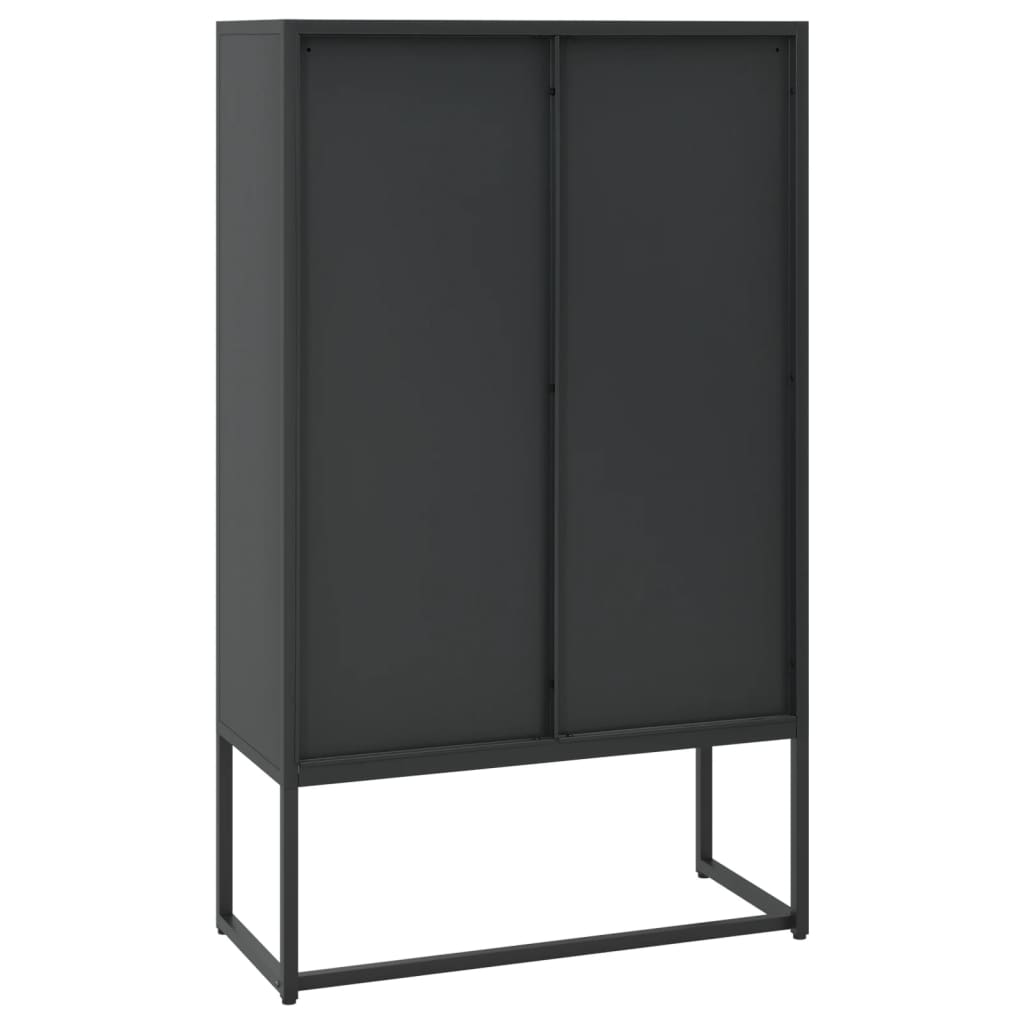 fekete acél magasszekrény 80 x 35 x 135 cm