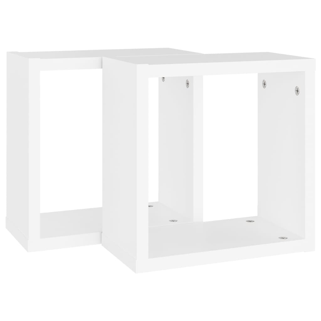 2 db fehér fali kockapolc 30 x 15 x 30 cm