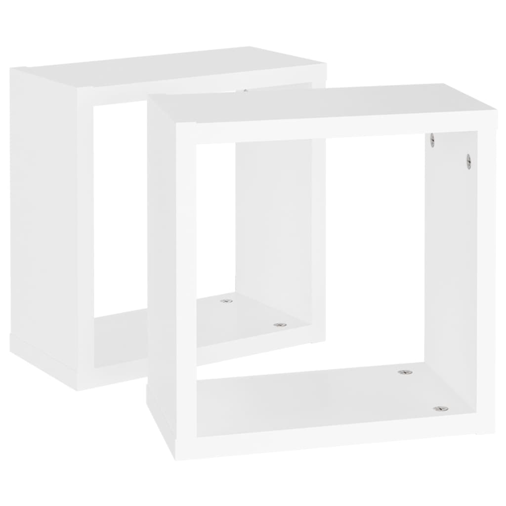 2 db fehér fali kockapolc 30 x 15 x 30 cm