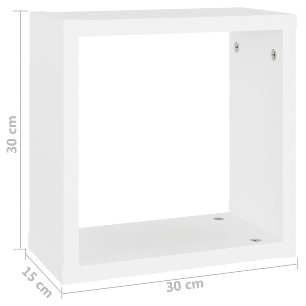 2 db fehér fali kockapolc 30 x 15 x 30 cm