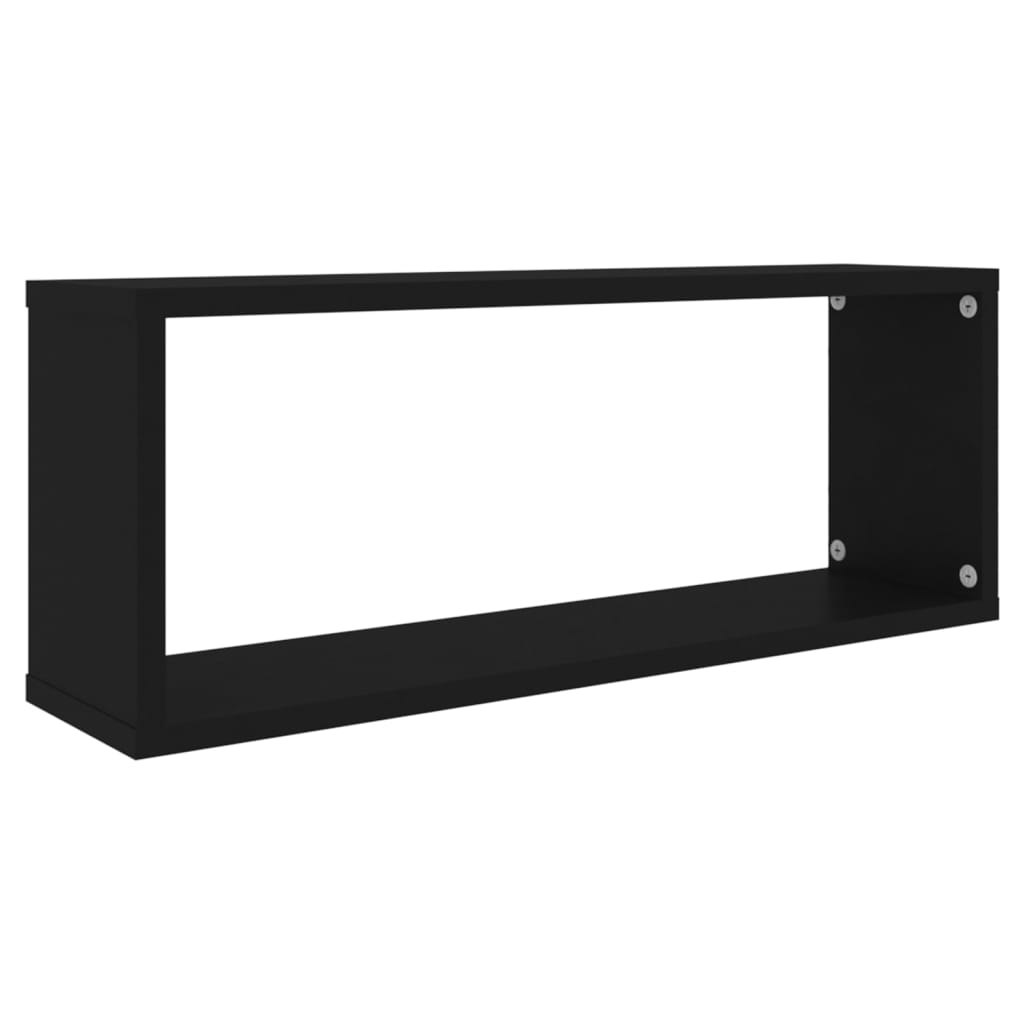 4 db fekete szerelt fa négyszögű fali polc 60 x 15 x 23 cm
