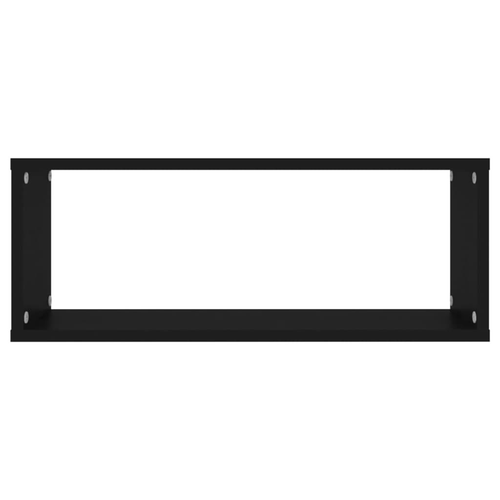 4 db fekete szerelt fa négyszögű fali polc 60 x 15 x 23 cm