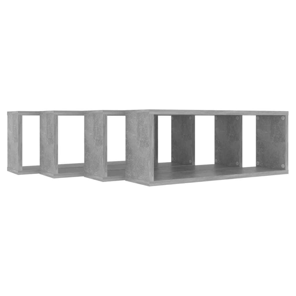 4 db betonszürke szerelt fa négyszögű fali polc 60 x 15 x 23 cm