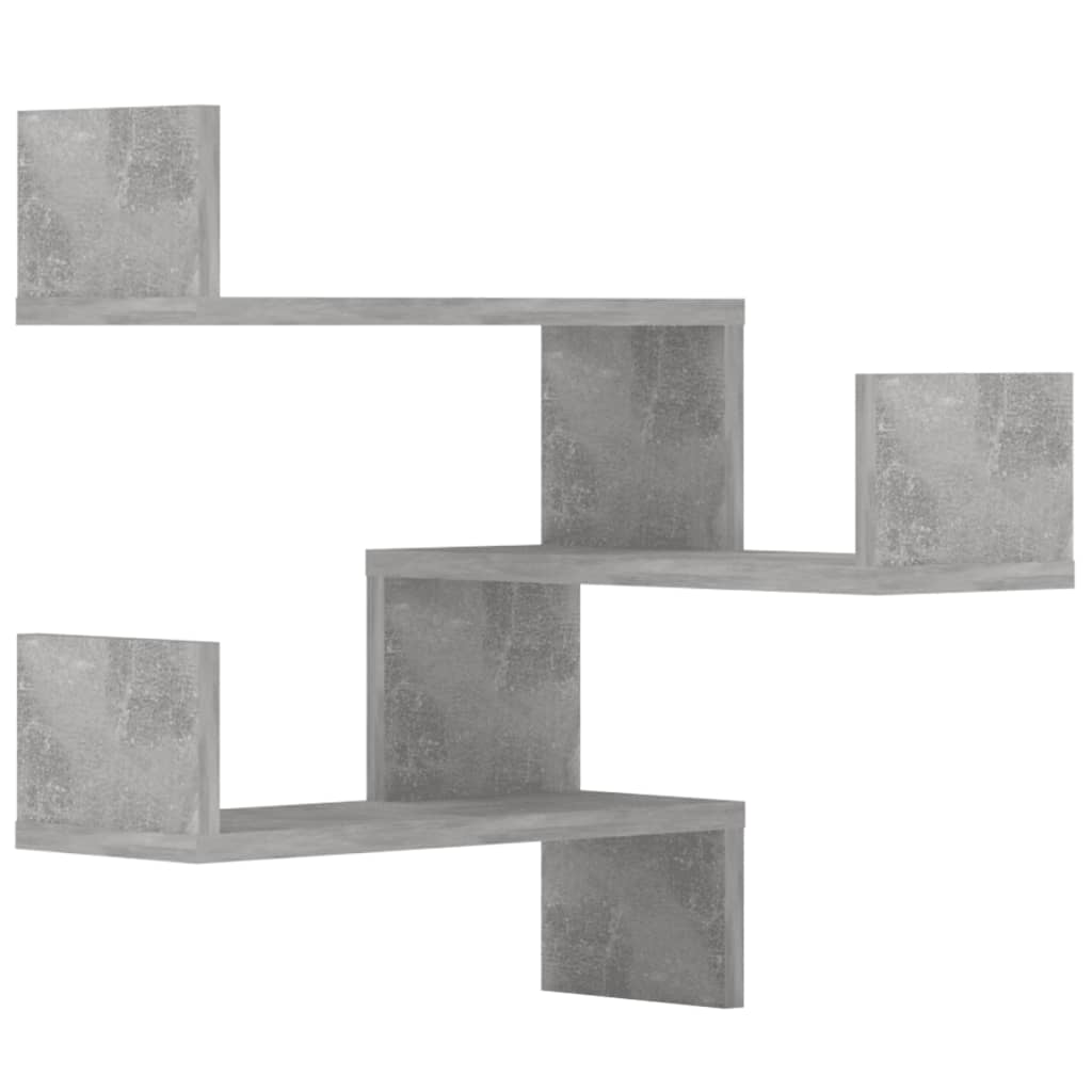 2 db betonszürke szerelt fa fali sarokpolc 40 x 40 x 50 cm