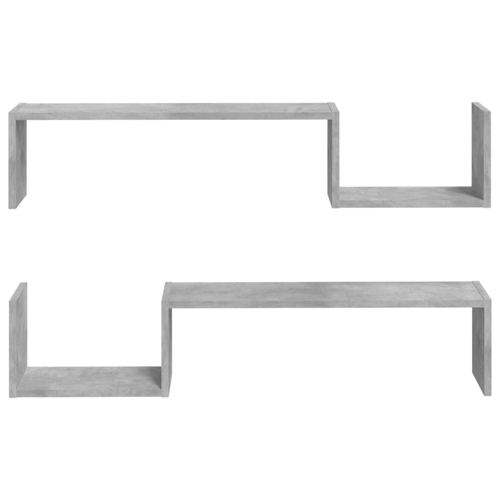2 db betonszürke szerelt fa fali polc 100 x 15 x 20 cm