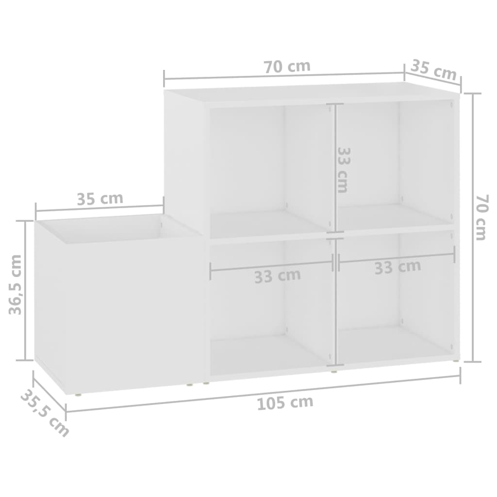 fehér szerelt fa előszobai cipősszekrény 105 x 35,5 x 70 cm