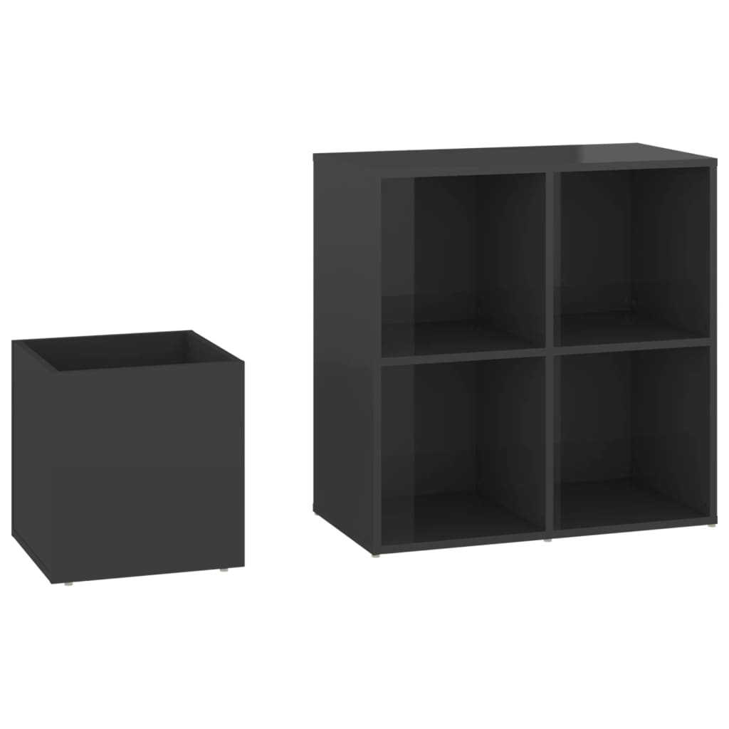 magasfényű szürke előszobai cipősszekrény 105 x 35,5 x 70 cm