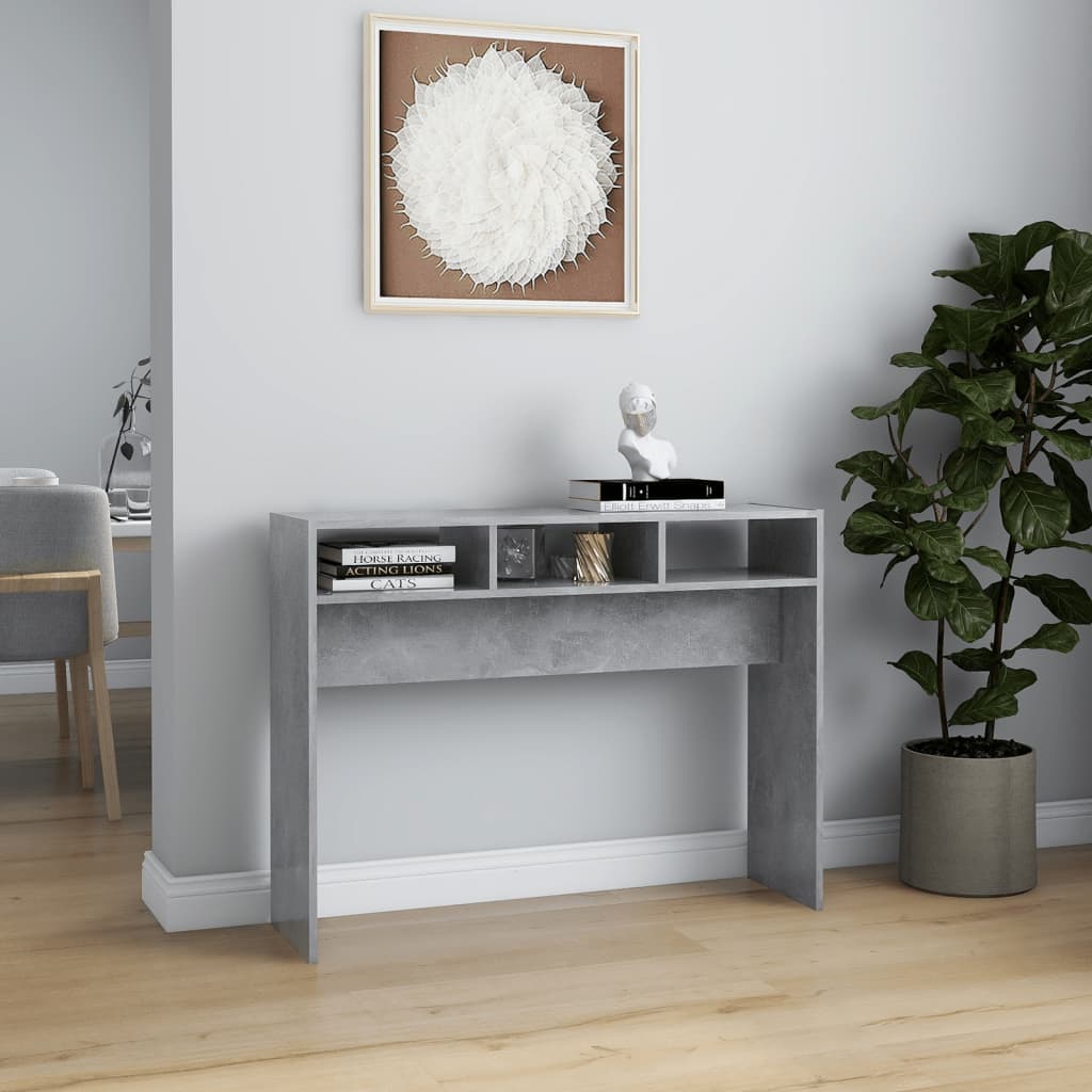 betonszürke szerelt fa tálalóasztal 105 x 30 x 80 cm