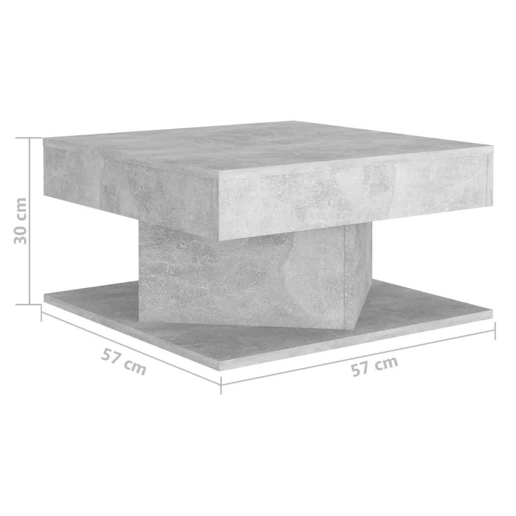 betonszürke szerelt fa dohányzóasztal 57 x 57 x 30 cm