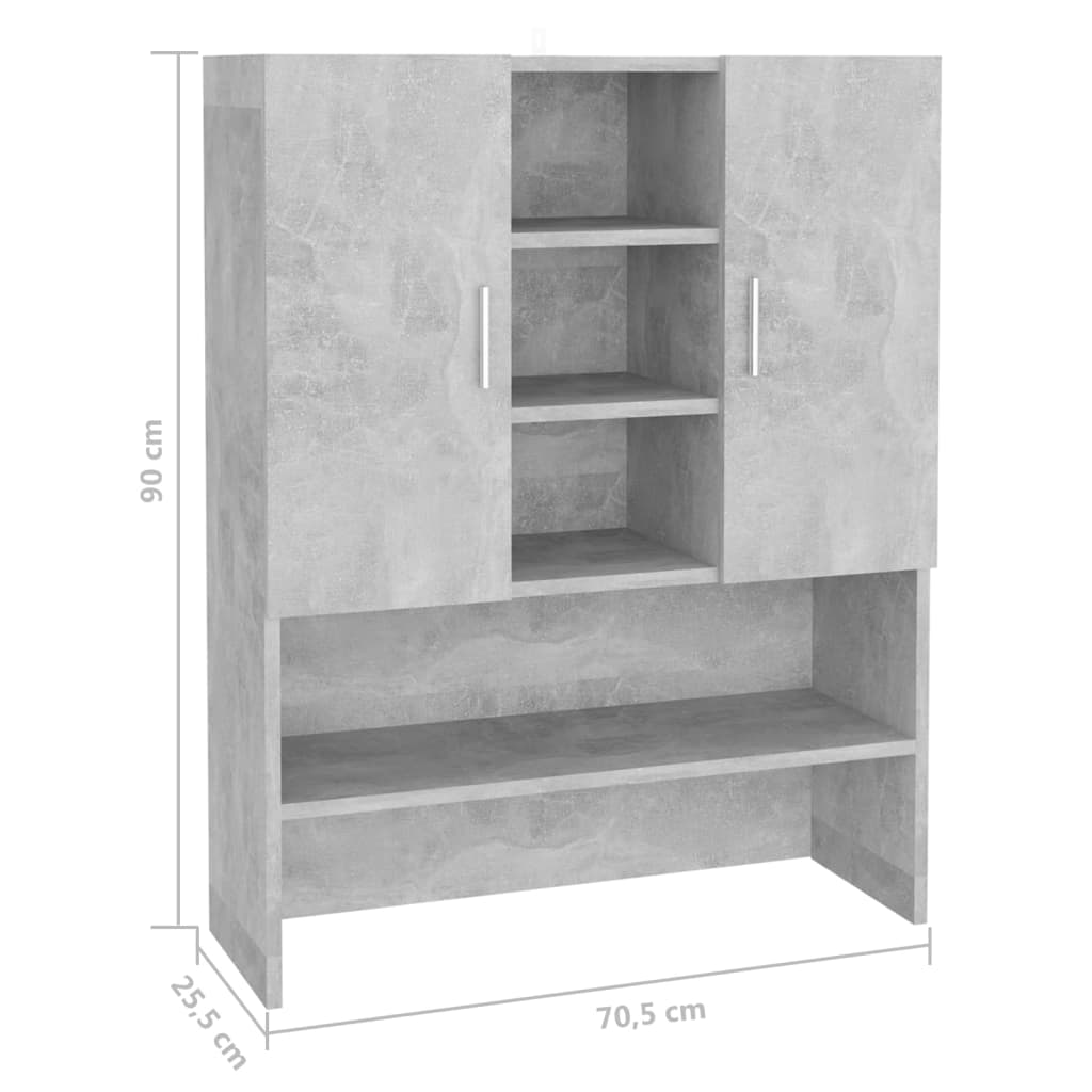 betonszürke mosógépszekrény 70,5 x 25,5 x 90 cm