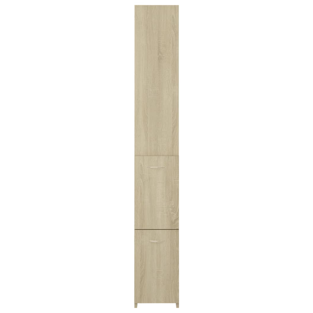 sonoma tölgy színű szerelt fa fürdőszobaszekrény 25x26,5x170 cm