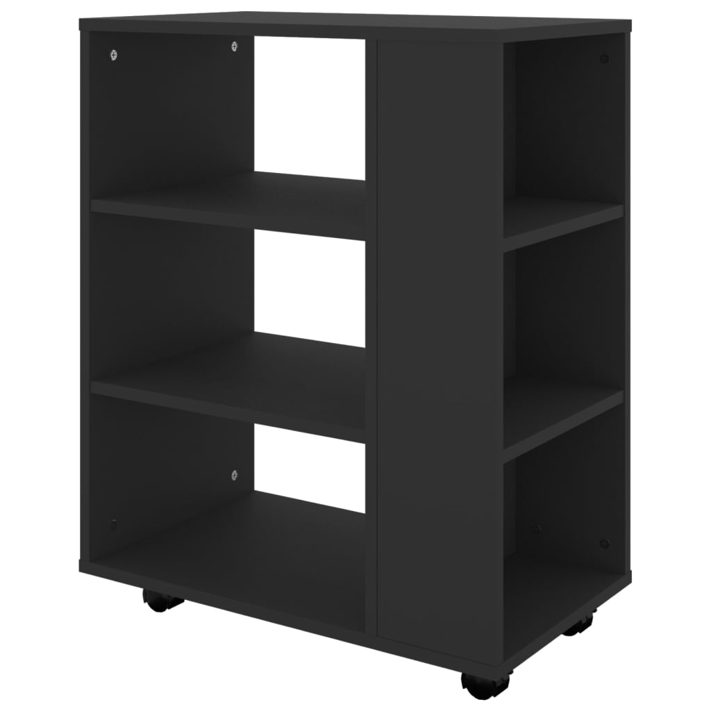 fekete szerelt fa kerekes szekrény 60 x 35 x 75 cm