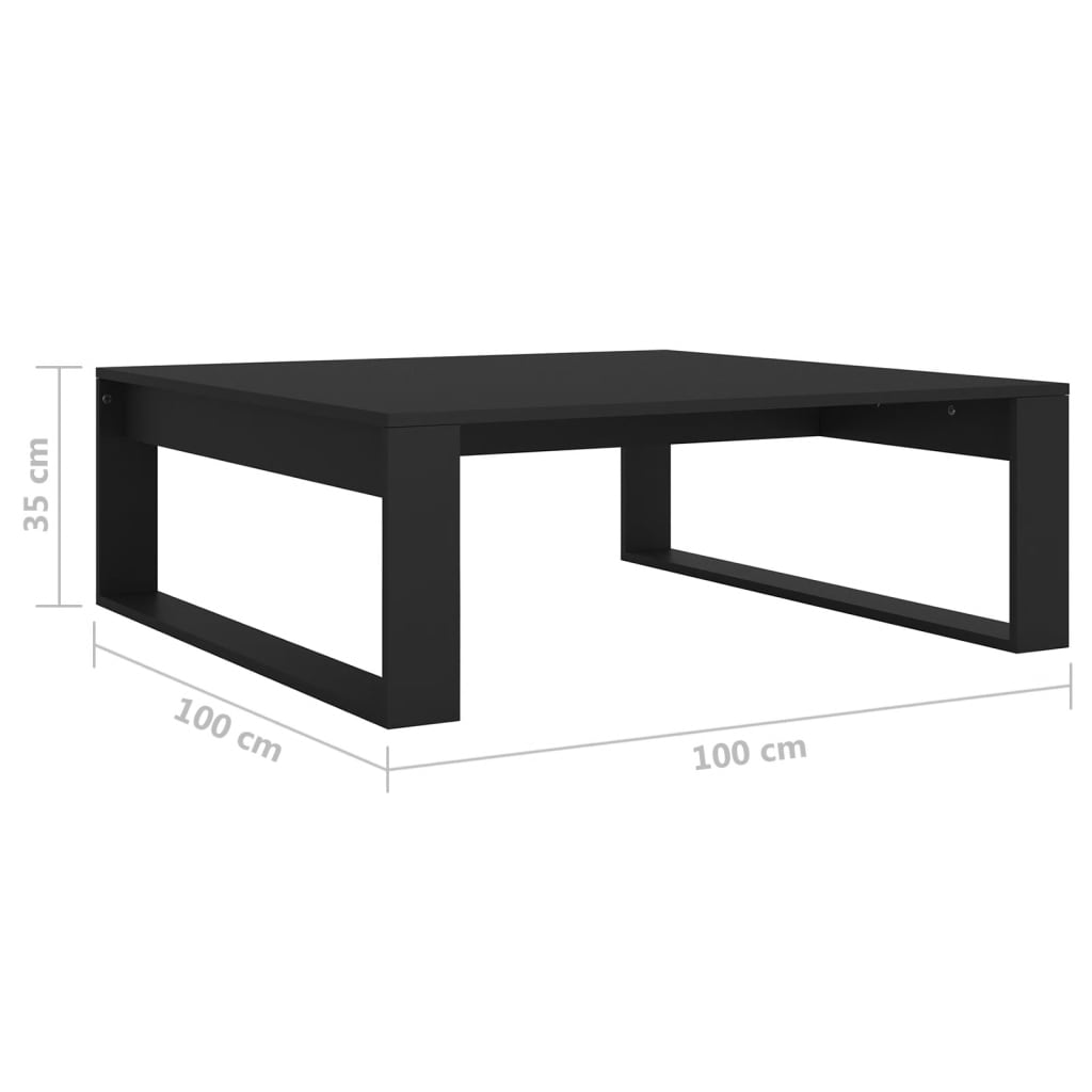 fekete szerelt fa dohányzóasztal 100 x 100 x 35 cm