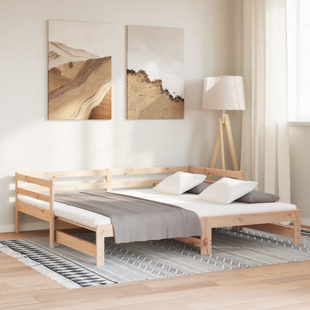 tömör fenyőfa kihúzható kanapéágy 2 x (90 x 200) cm