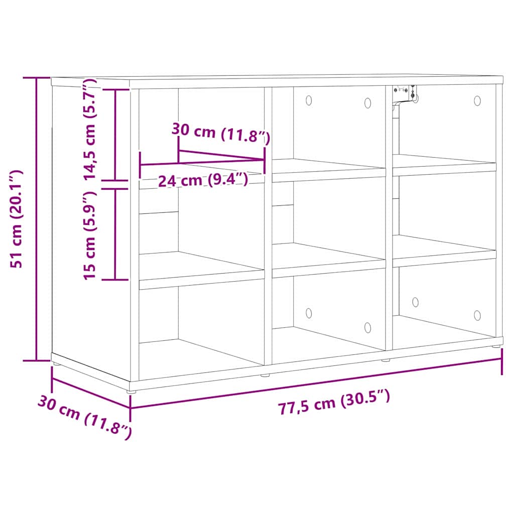 Cipőszekrény polcokkal Beton szürke 77.5 x 30 x 51 cm Faanyag