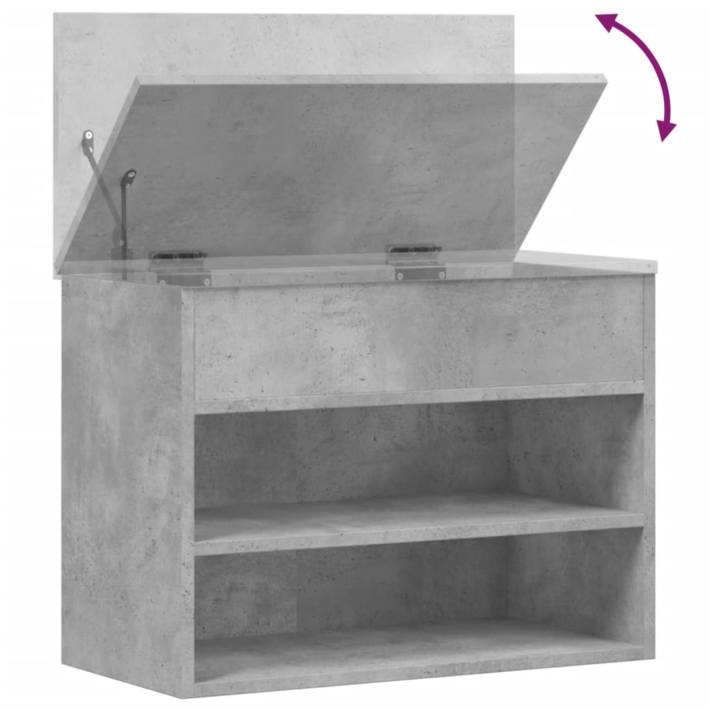 betonszürke szerelt fa cipőtároló pad 60 x 30 x 45 cm